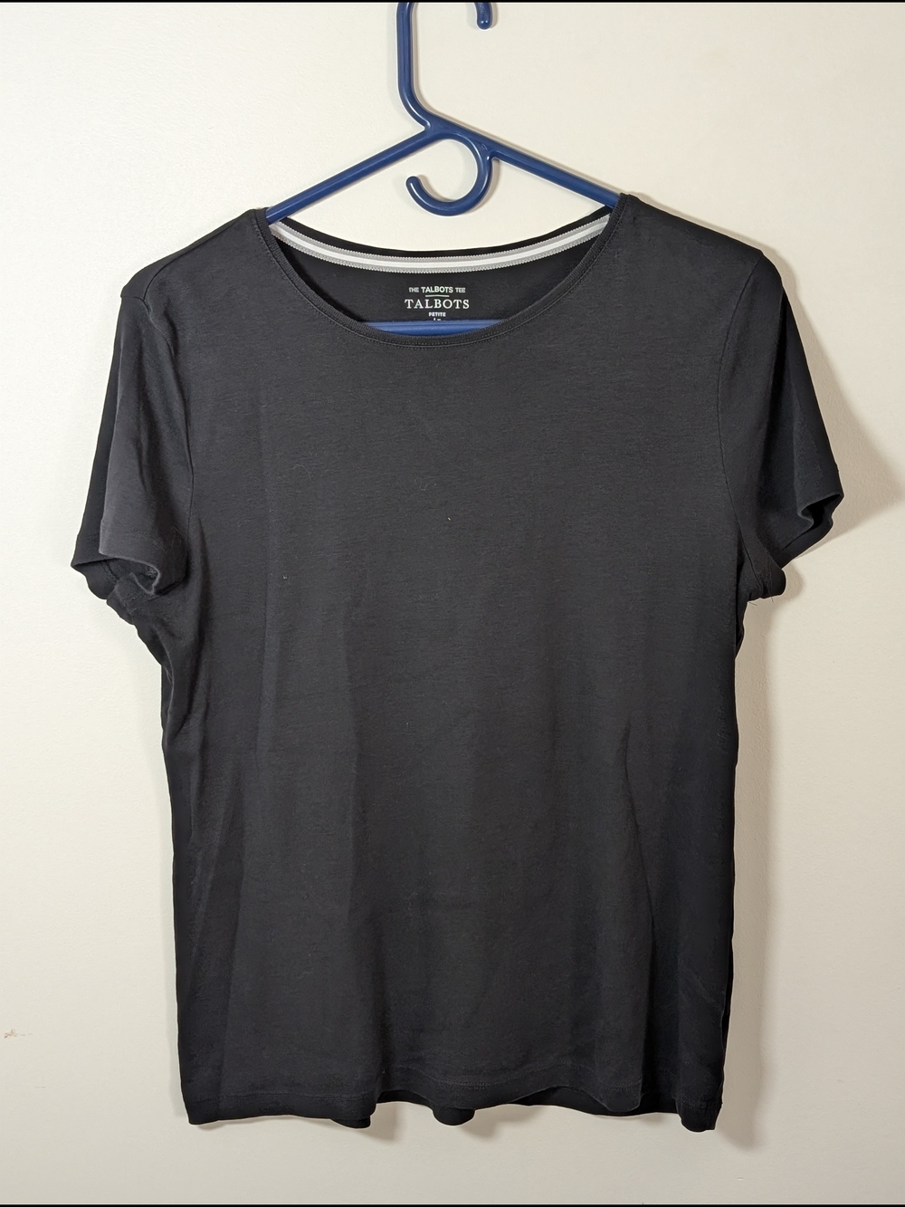 Talbots Petite LP Black 100% Pima Cotton Knit Crew Neck Short Sleeve Tee